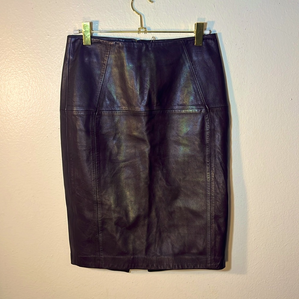 NWT Amazing Burgundy Chocolate Oxblood Leather Leather Pencil Skirt size 4